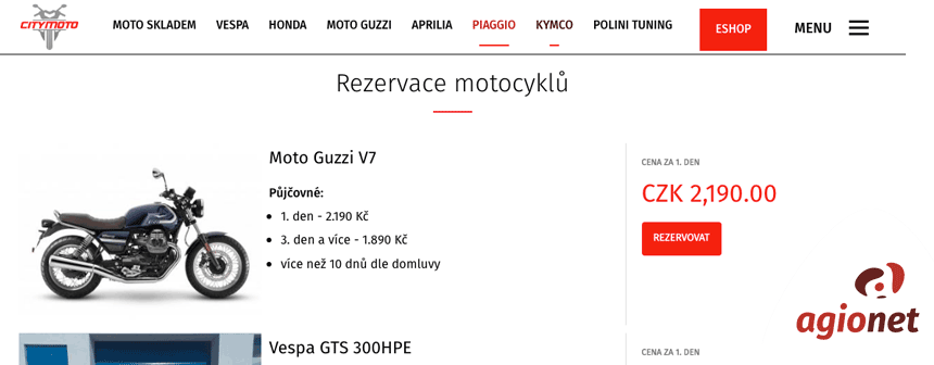rezervace booking Agionet