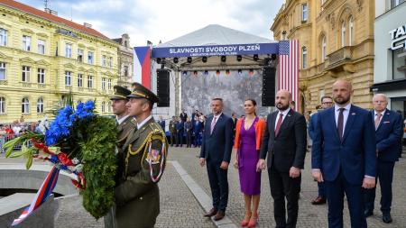 Plzeňané si při vzpomínkovém aktu připomněli osvobození Američany v květnu 1945